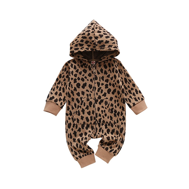 Leopard Print Hooded Jumpsuit